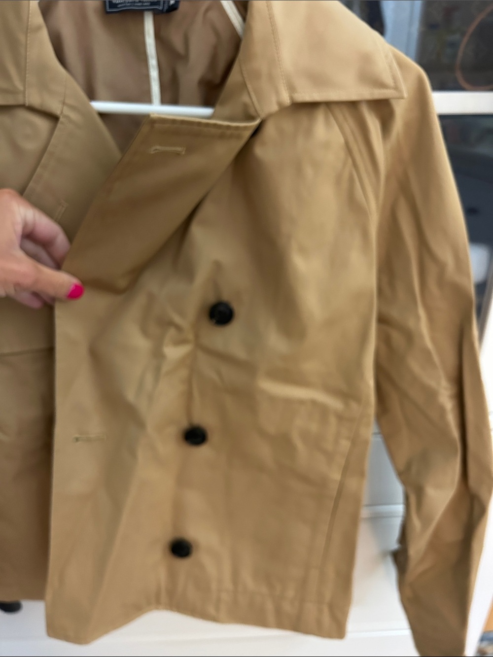 Vineyard Vines Cropped Camel Double-Breasted Trench Coat View 4